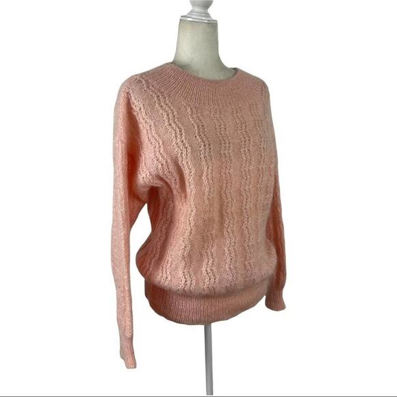 Vintage 80s Lowell & Whitney Kid Mohair Pullover Sweater Pink Size Medium - Picture 2 of 13
